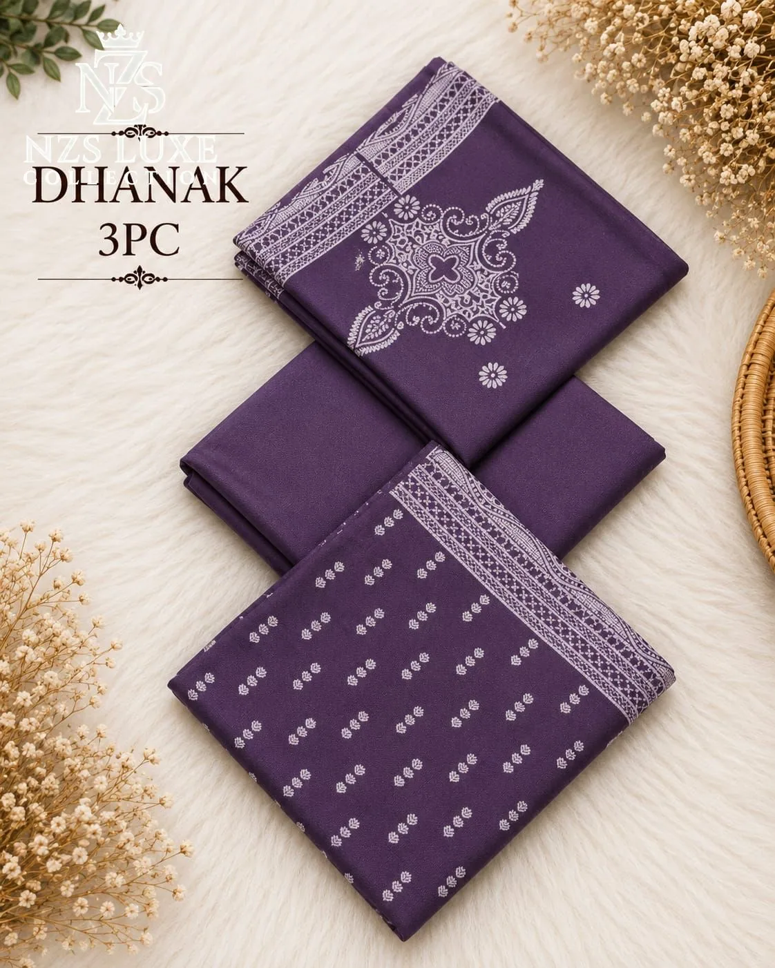 Dhanak Teal Embroidered 3-Piece unStitched Suit - image 4