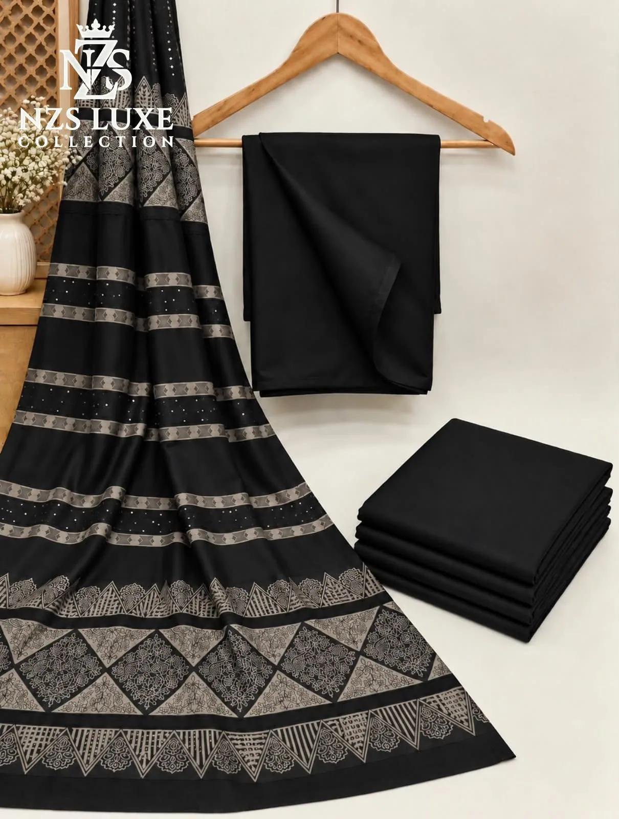 Barosha  Printed Dhanak 3-Piece unStitched Suit - image 2