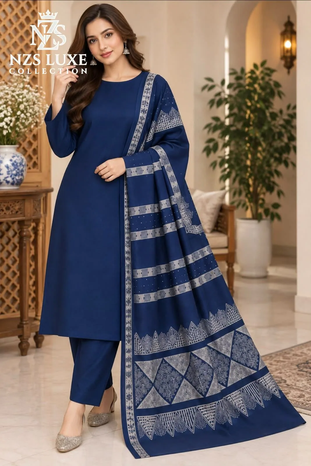 Barosha  Printed Dhanak 3-Piece unStitched Suit - image 5