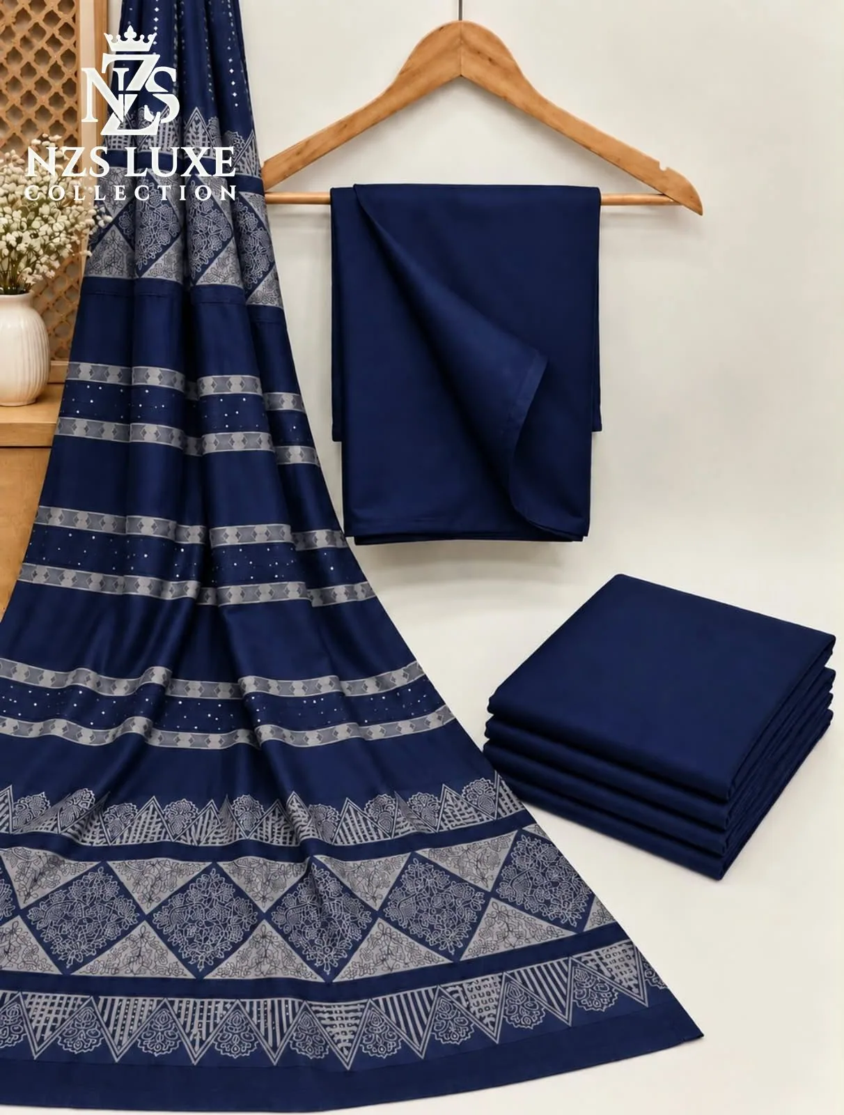 Barosha  Printed Dhanak 3-Piece unStitched Suit - image 6