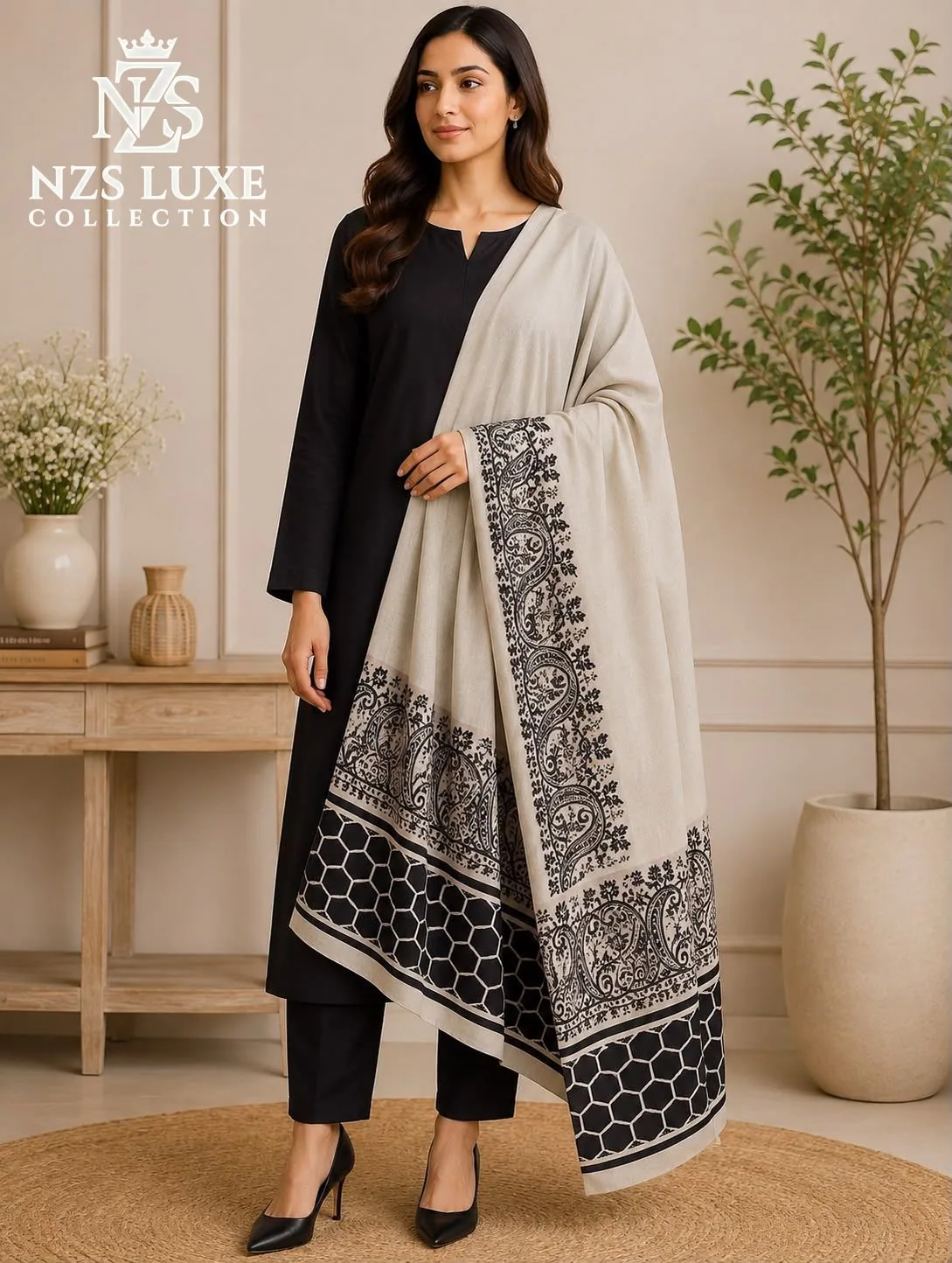 Printed Border 3-Piece unStitched Suit - image 1