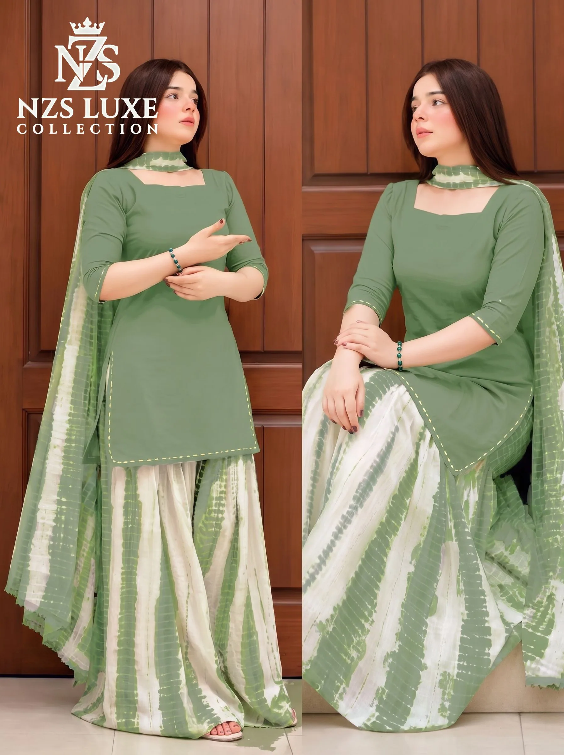 Digital Printed Linen 3-Piece unStitched Suit in Mint Green - image 1