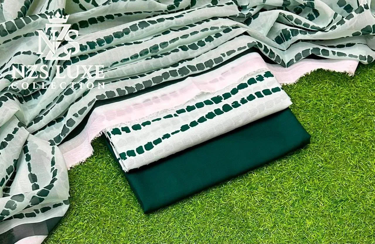 Digital Printed Linen 3-Piece unStitched Suit in Mint Green - image 2