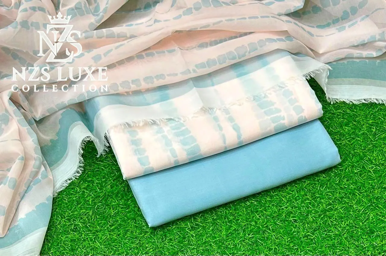 Digital Printed Linen 3-Piece unStitched Suit in Mint Green - image 4