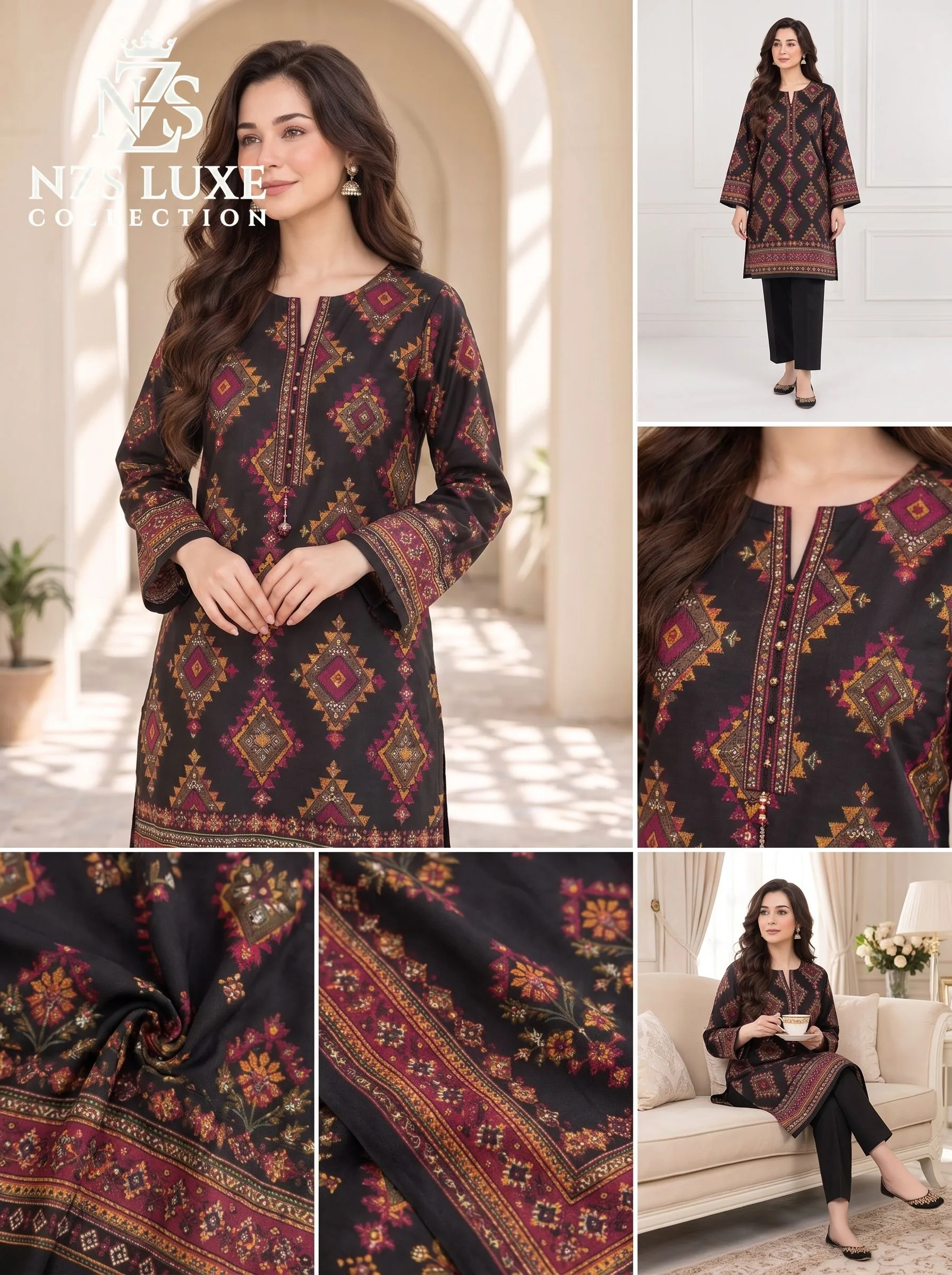 Printed Dhanak 3-Piece unStitched Suit - image 4