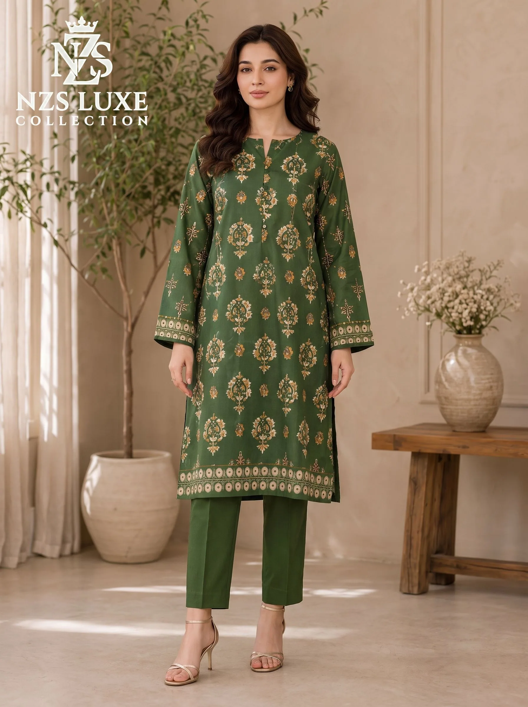 Printed Dhanak 3-Piece unStitched Suit - image 2