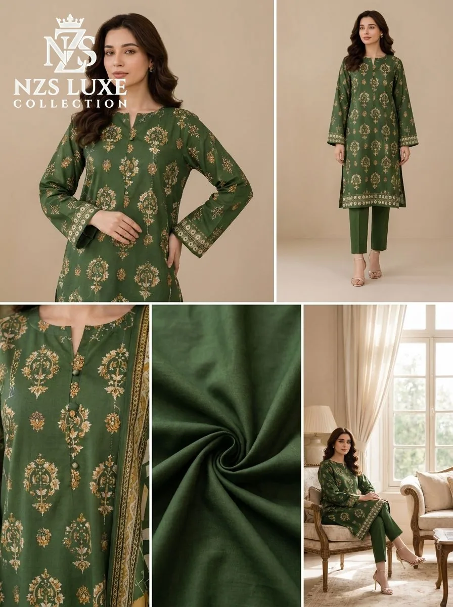 Printed Dhanak 3-Piece unStitched Suit - image 3