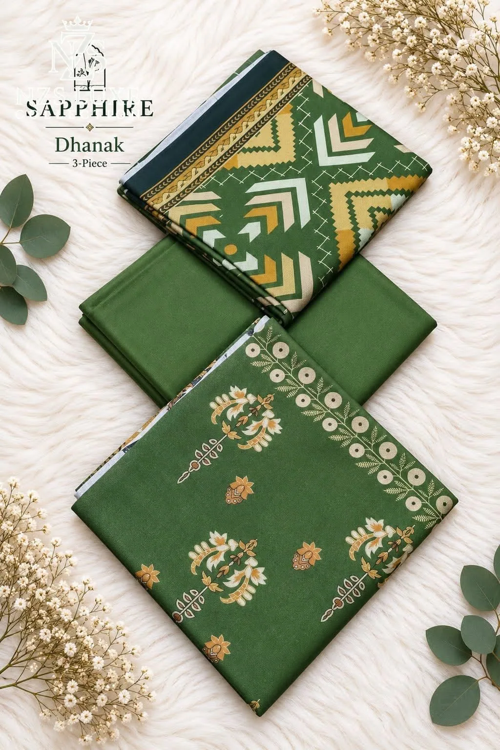 Printed Dhanak 3-Piece unStitched Suit - image 5