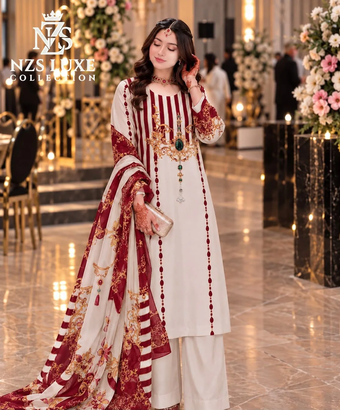 Digital Printed Shamooz Silk 3-Piece unStitched Suit - image 1