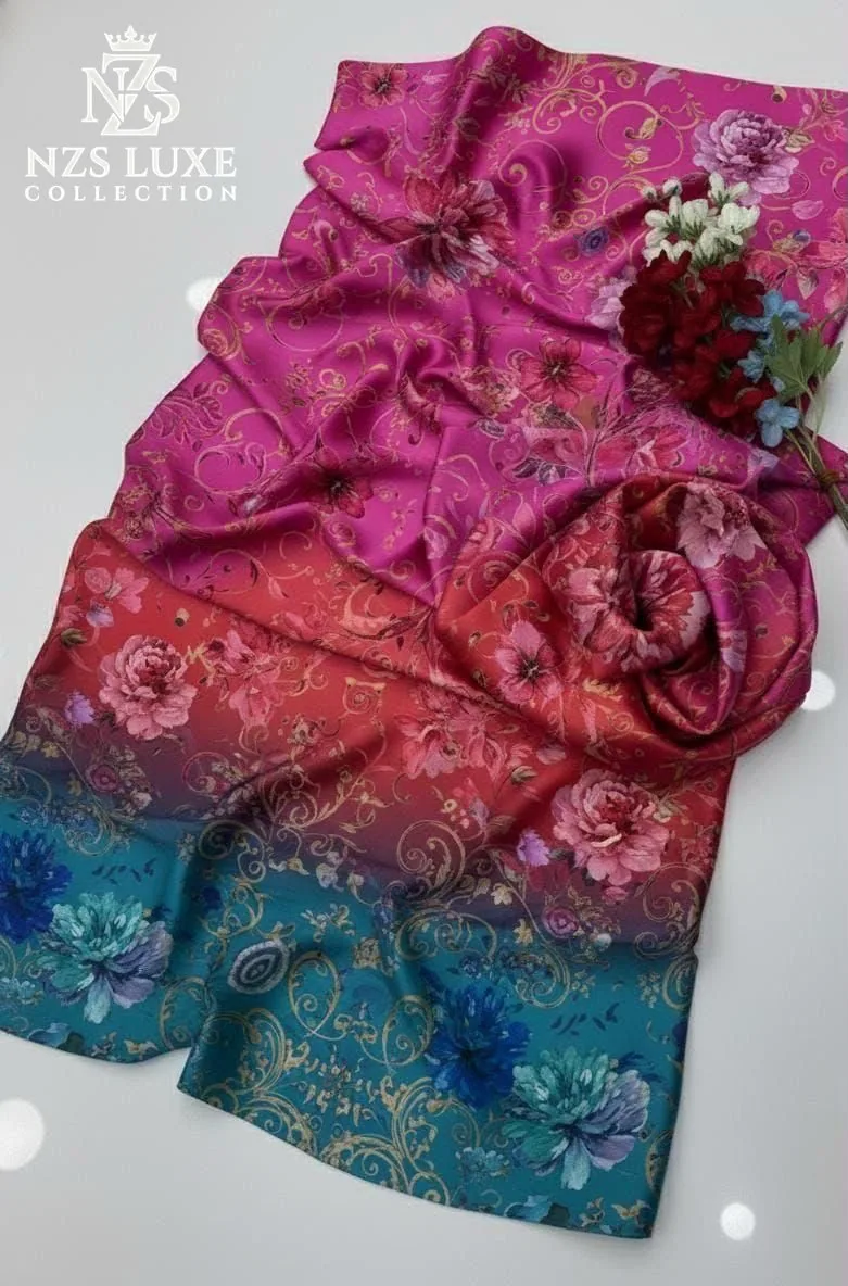Digital Printed Shamooz Silk 3-Piece unStitched Suit - image 4