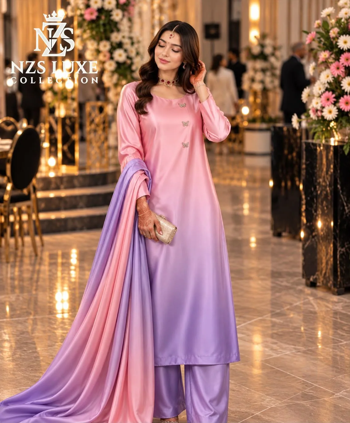 Digital Printed Shamooz Silk 3-Piece unStitched Suit - image 1
