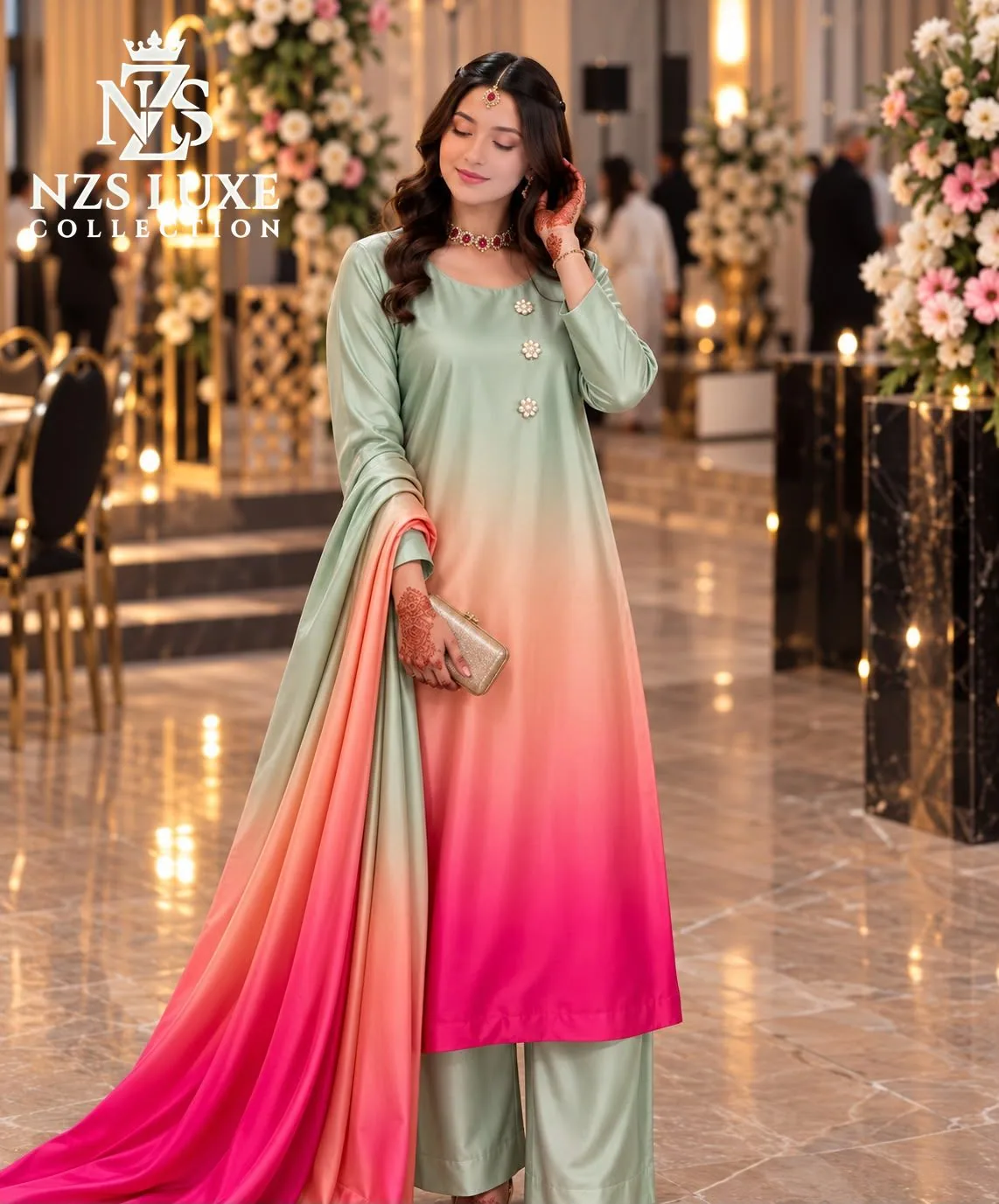 Digital Printed Shamooz Silk 3-Piece unStitched Suit - image 3