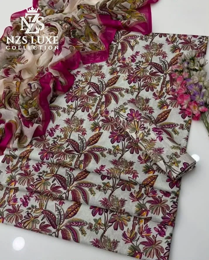 Digital Printed Shamooz Silk 3-Piece unStitched Suit - image 6