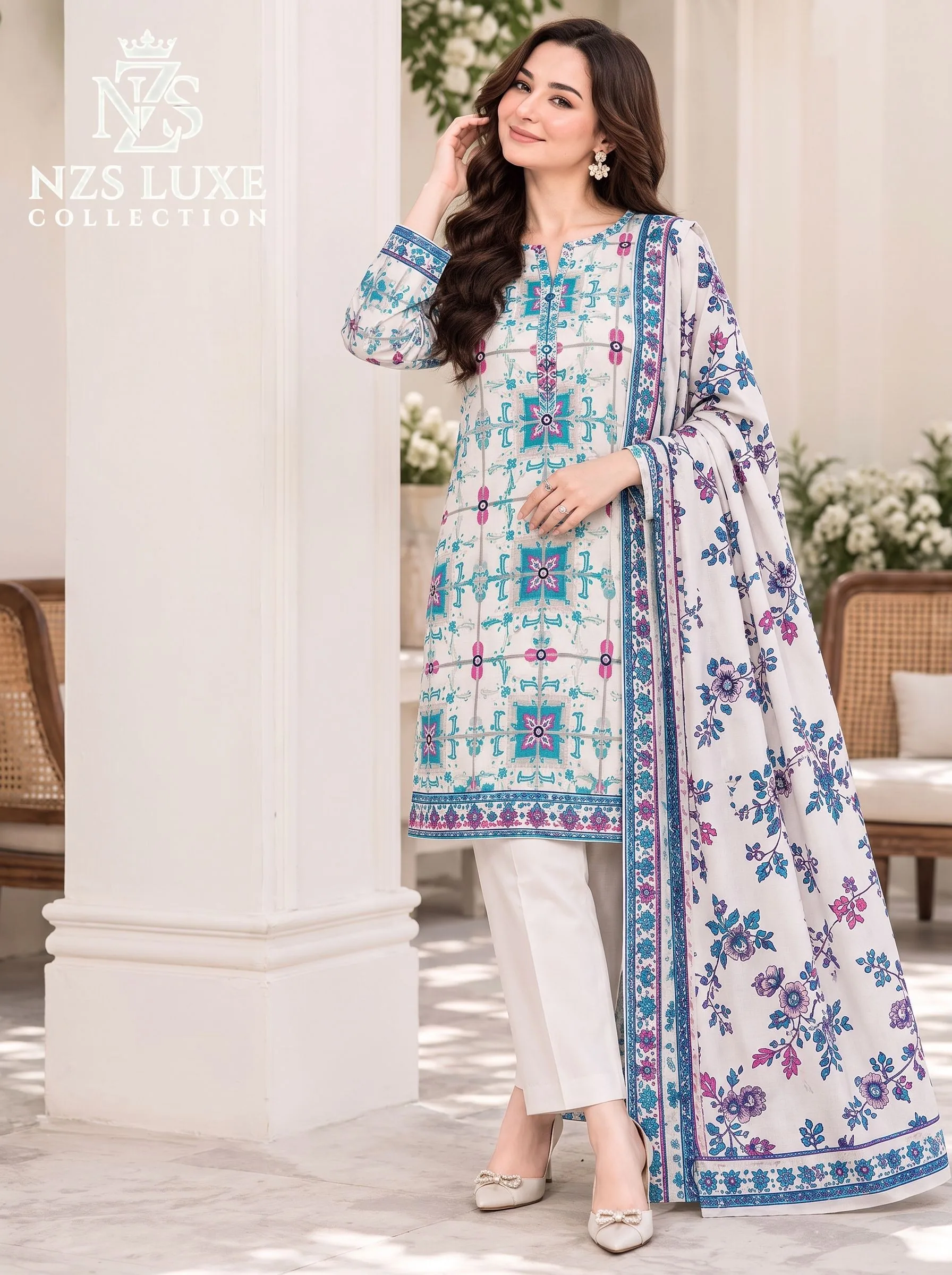 Printed Dhanak Three Piece unStitched Suit - image 6
