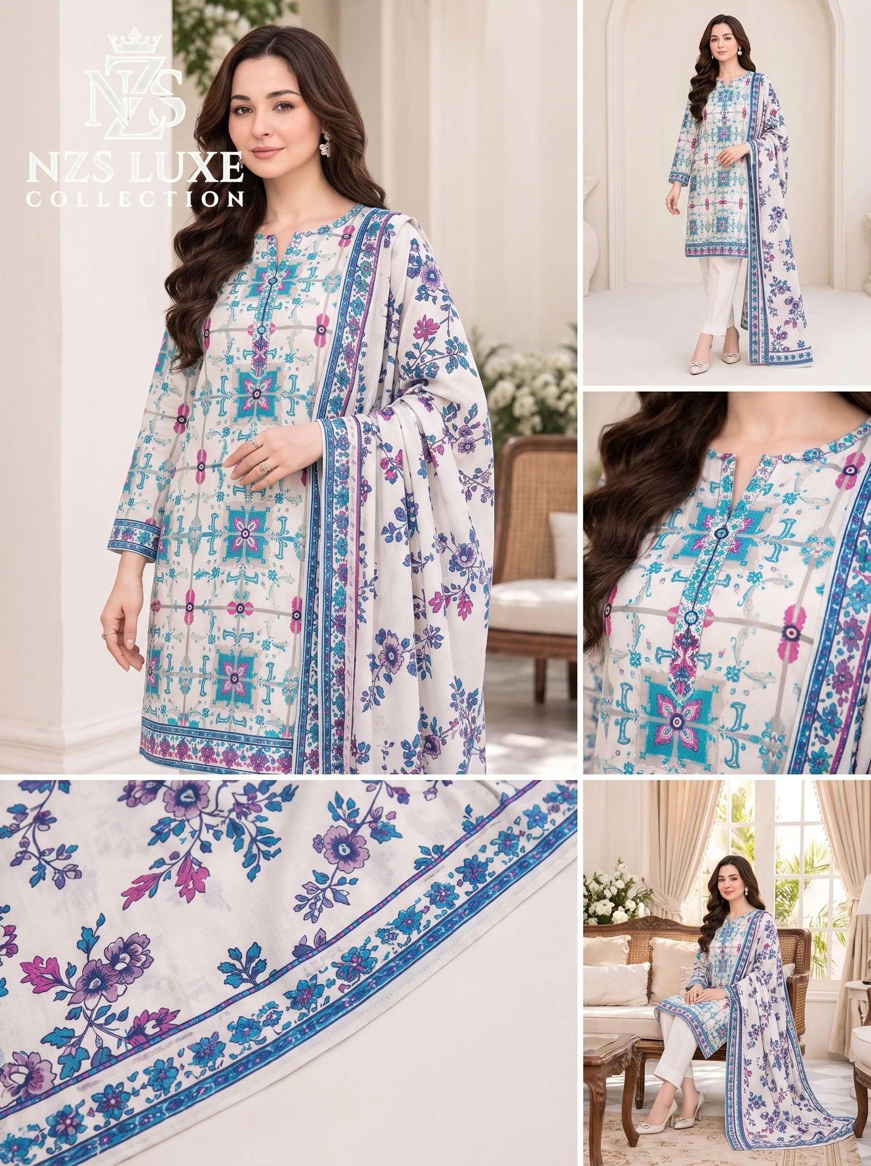 Printed Dhanak Three Piece unStitched Suit - image 2