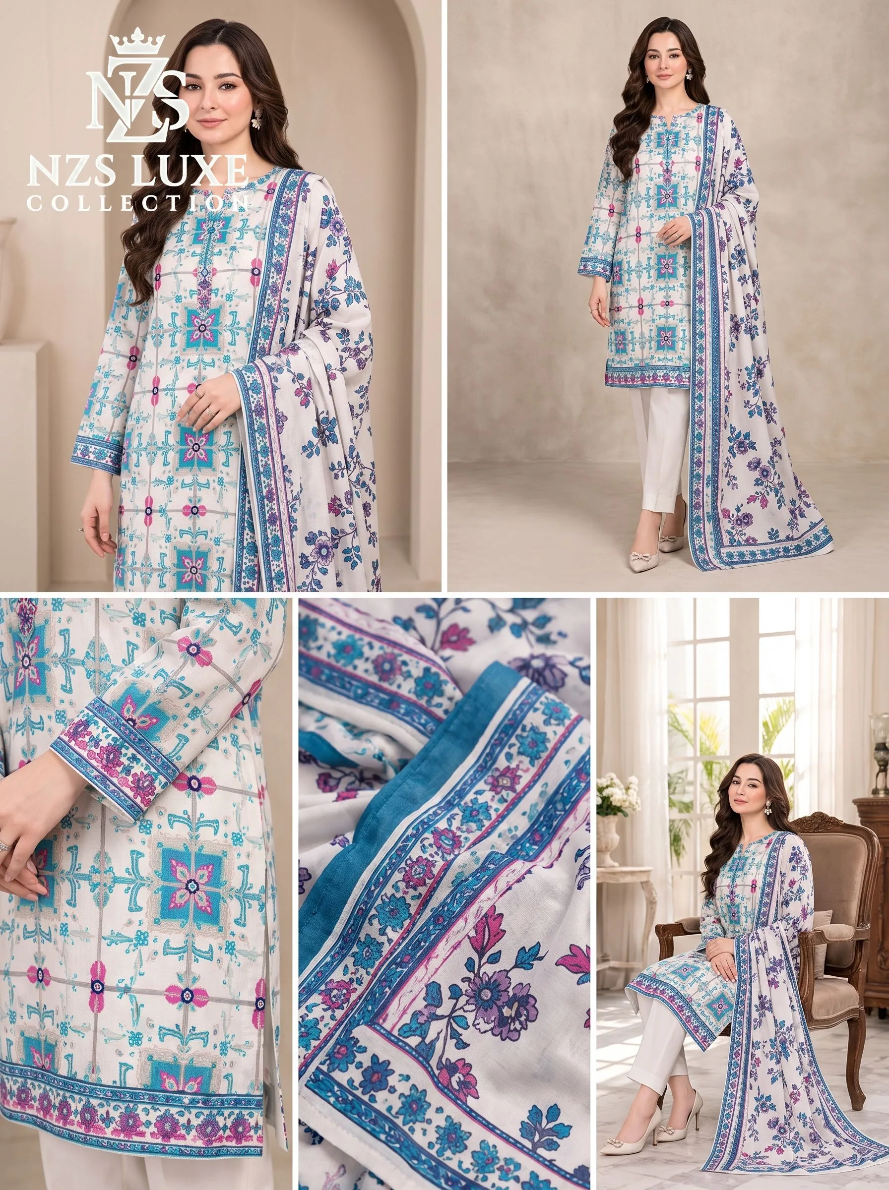 Printed Dhanak Three Piece unStitched Suit - image 3