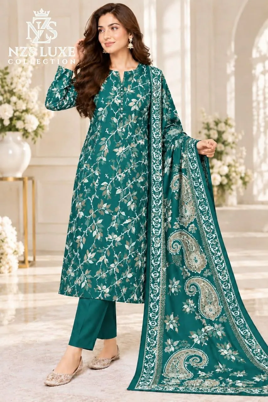 Dhanak Printed 3-Piece unStitched Suit - image 1