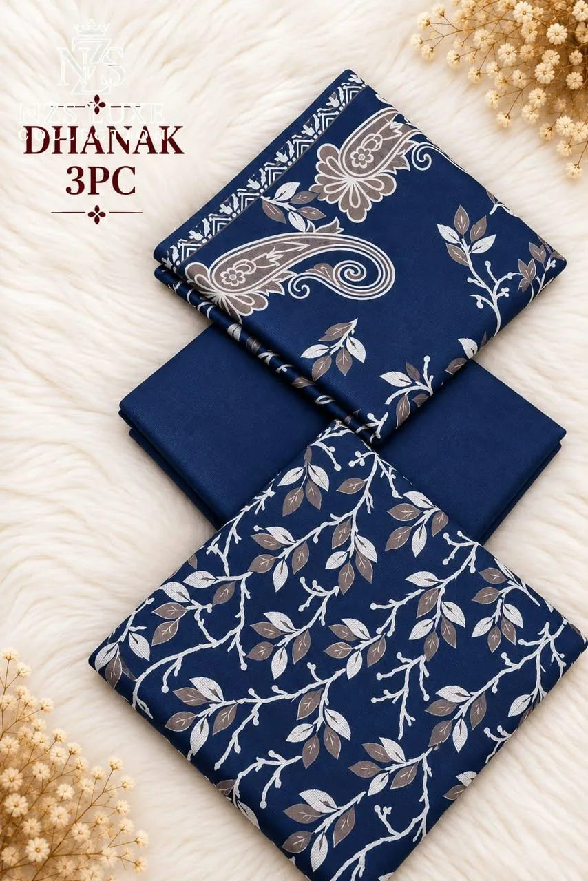 Dhanak Printed 3-Piece unStitched Suit - image 3