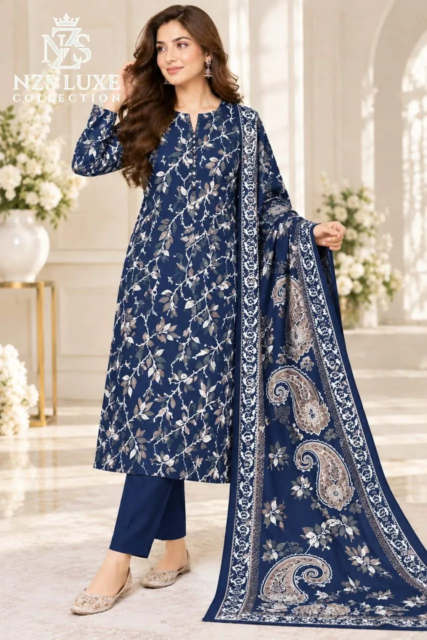 Dhanak Printed 3-Piece unStitched Suit - image 4