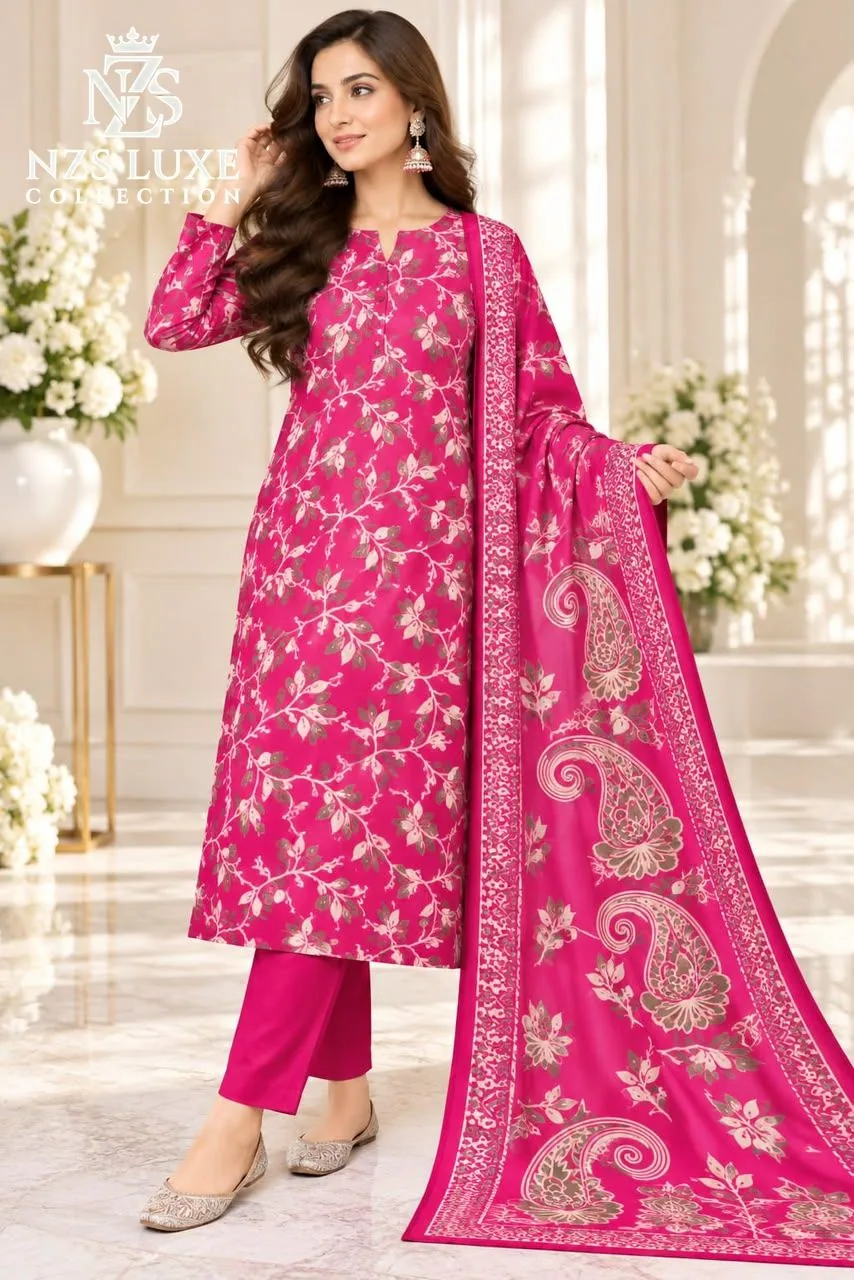 Dhanak Printed 3-Piece unStitched Suit - image 5