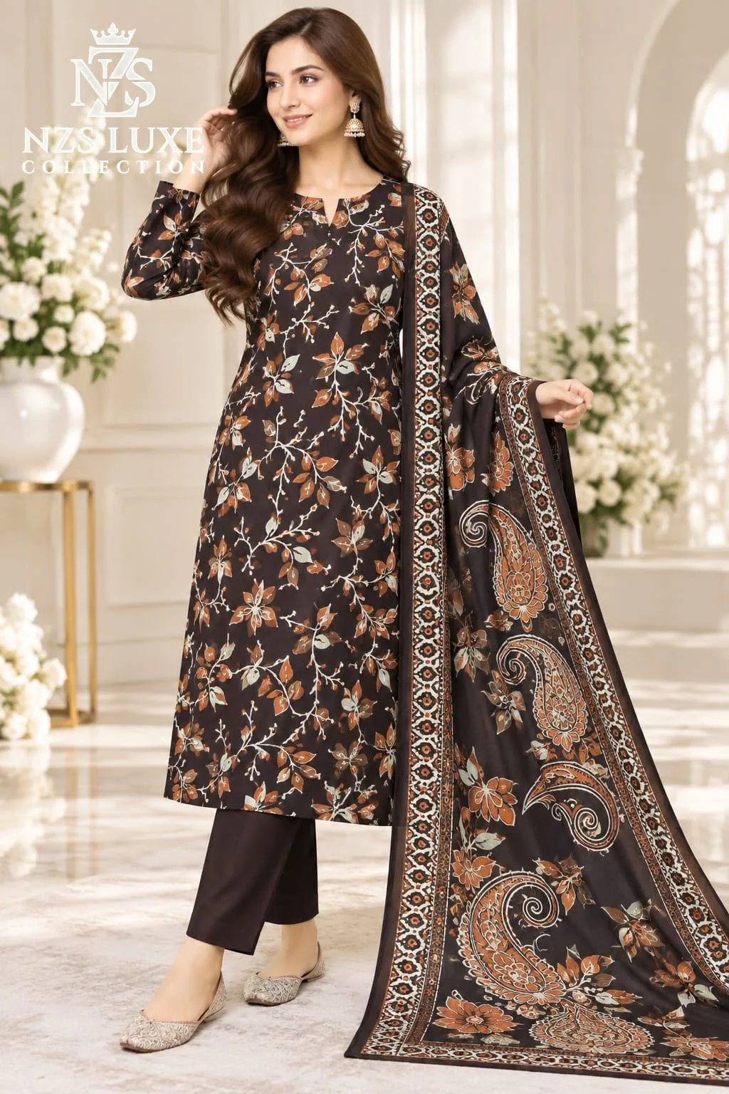 Dhanak Printed 3-Piece unStitched Suit - image 3