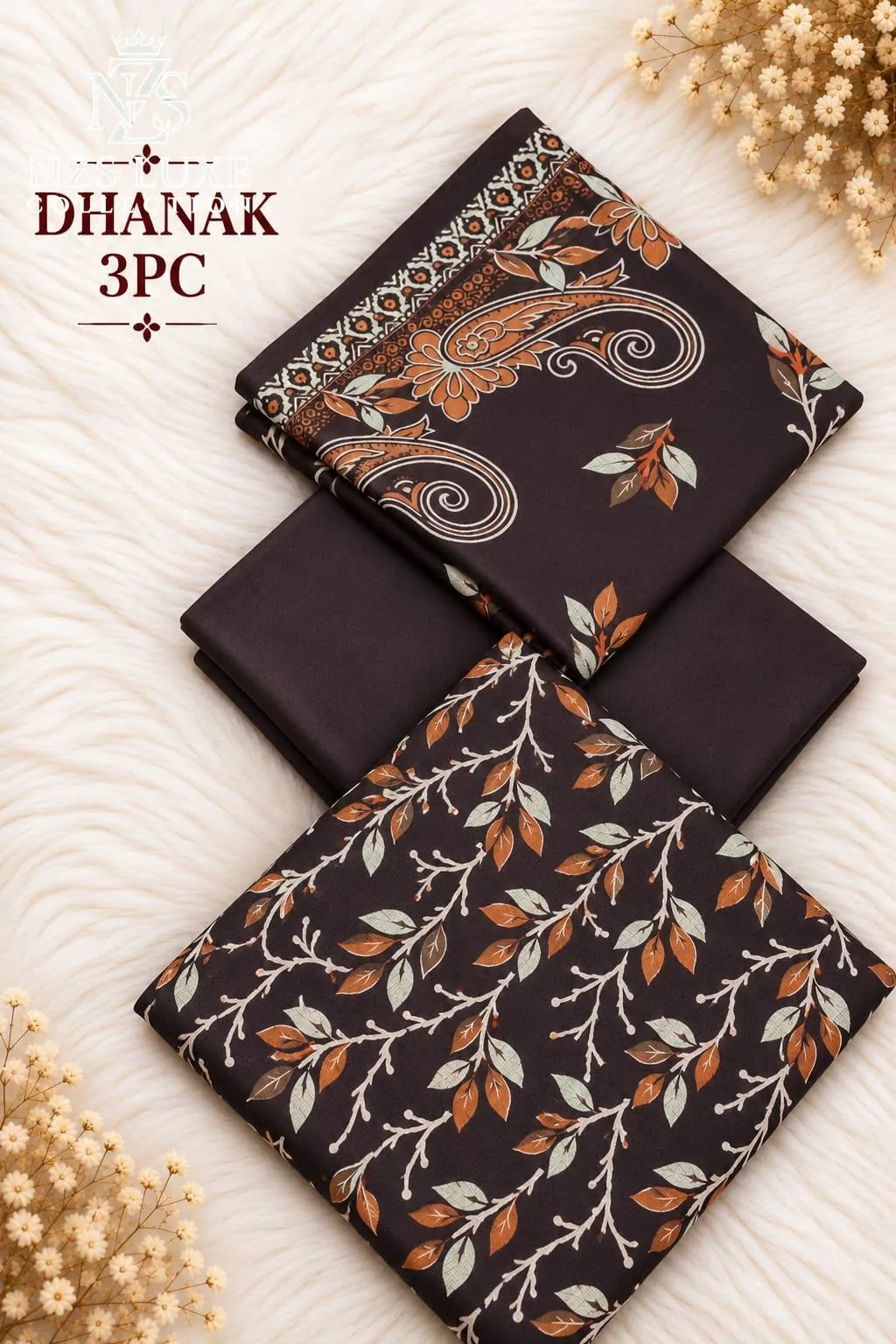Dhanak Printed 3-Piece unStitched Suit - image 4