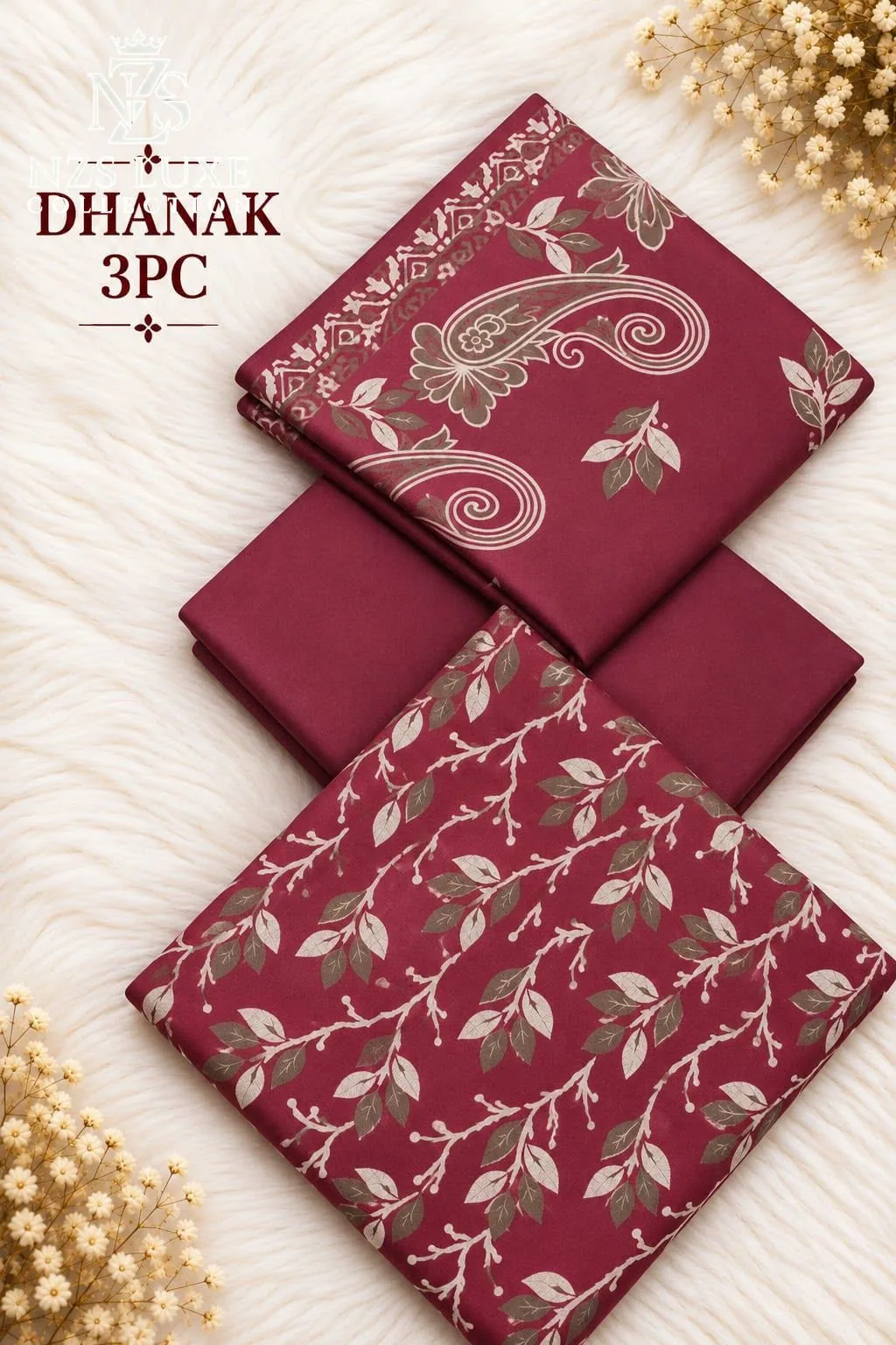 Dhanak Printed 3-Piece unStitched Suit - image 6