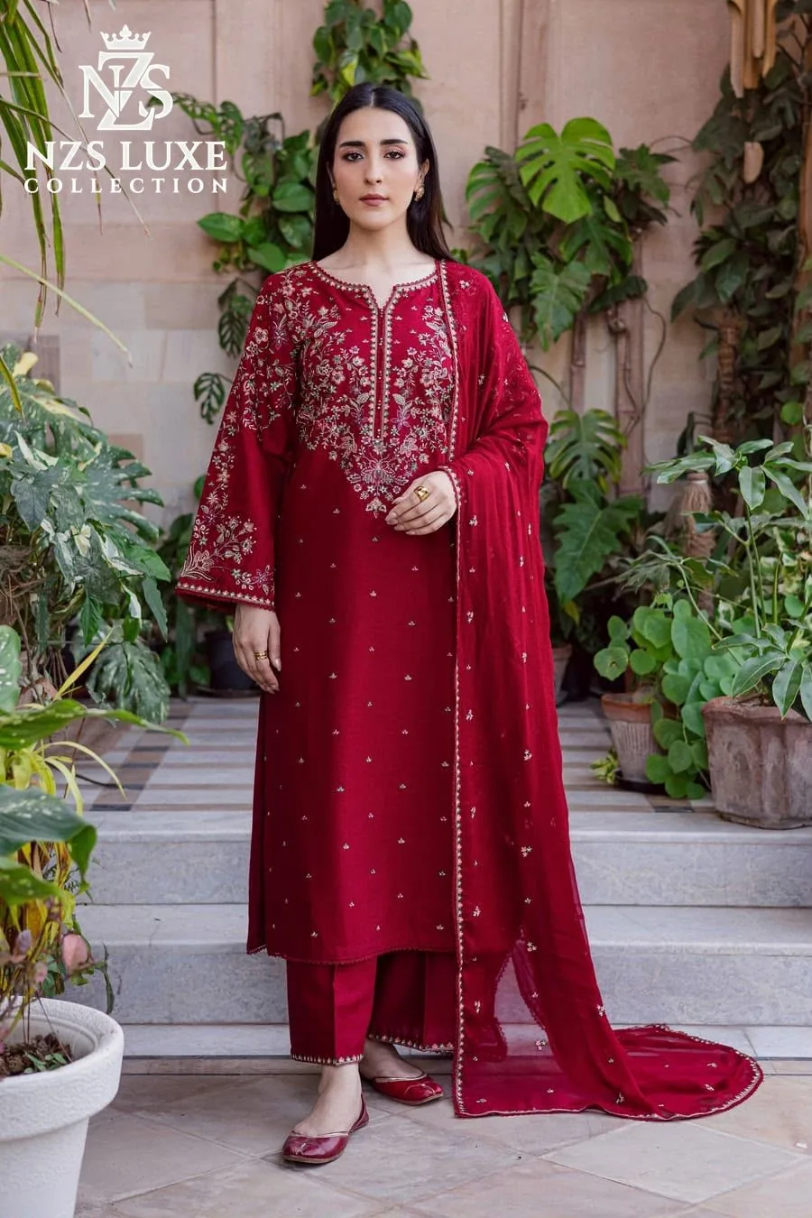 Batik Embroidered Dhanak 3-Piece unStitched Suit - image 1