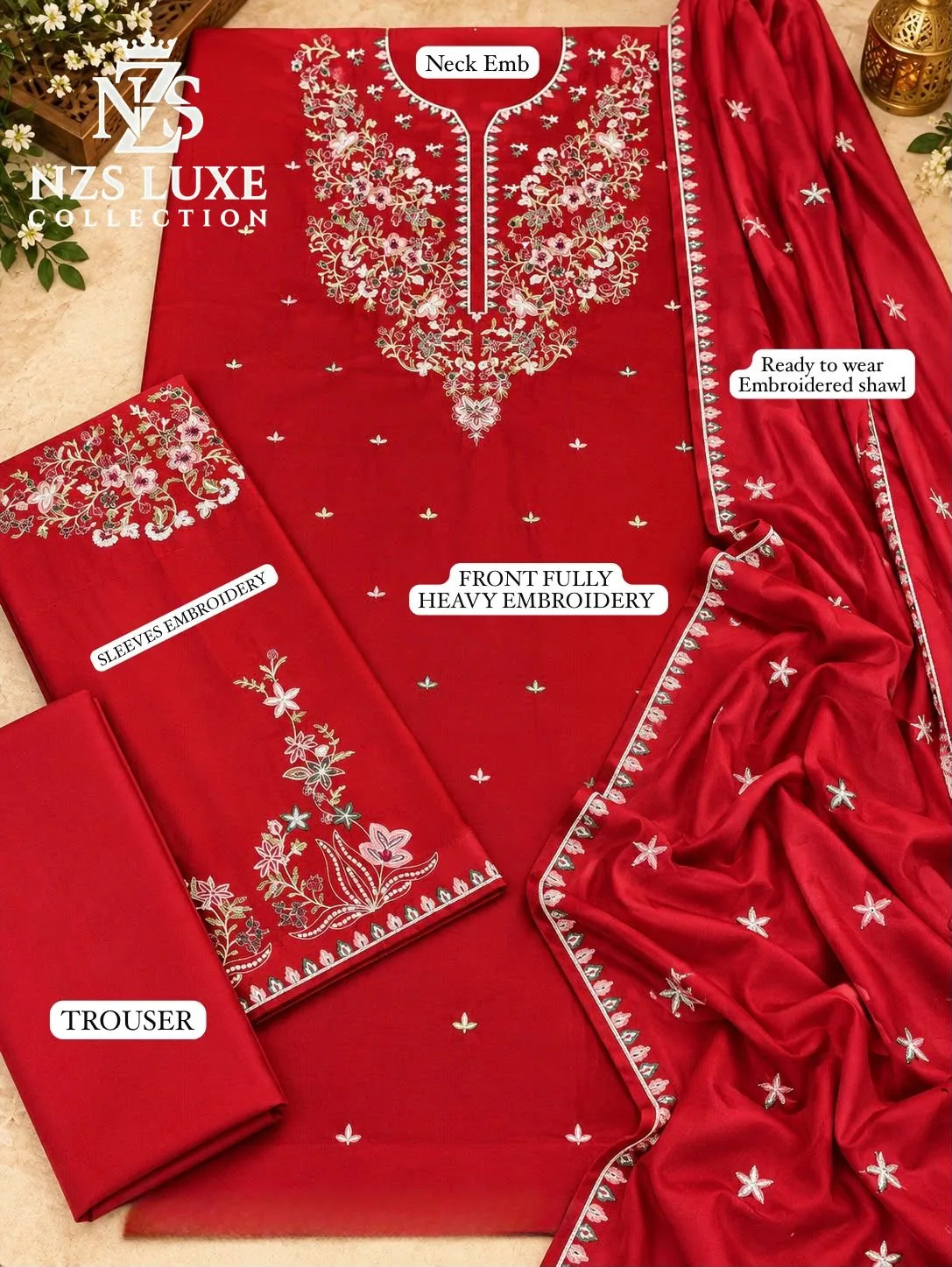 Batik Embroidered Dhanak 3-Piece unStitched Suit - image 2