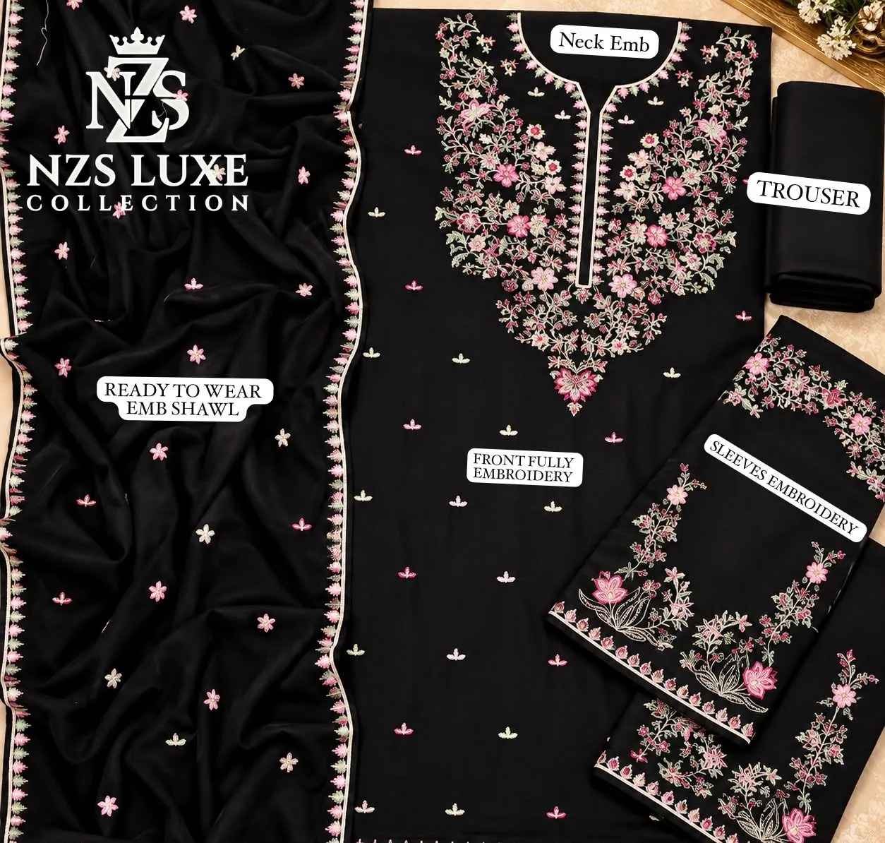Batik Embroidered Dhanak 3-Piece unStitched Suit - image 5