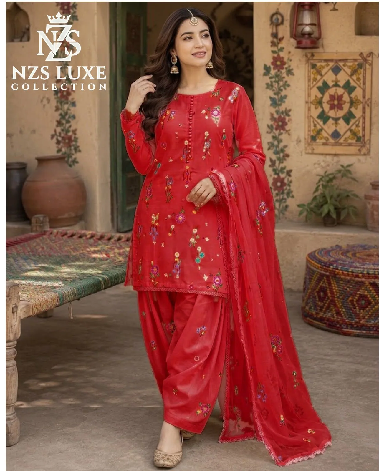 Aneelas 2740 Heavy Embroidered Dhanak 3-Piece unStitched Suit - image 4