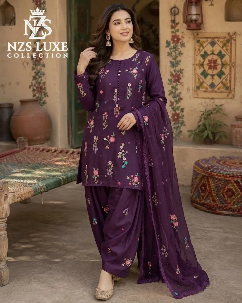 Aneelas 2740 Dhanak Embroidered 3-Piece unStitched Suit - image 1