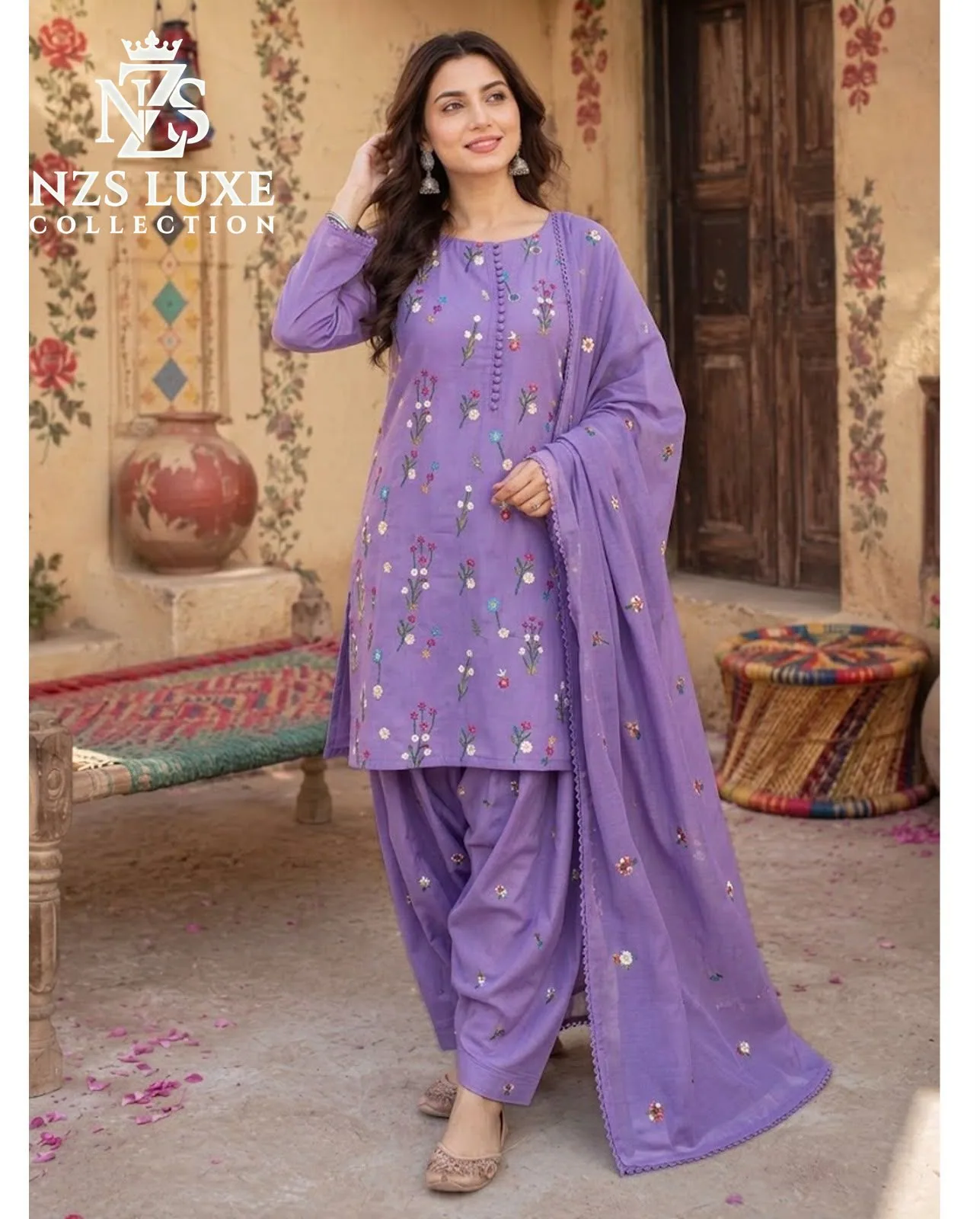 Aneelas 2740 Dhanak Embroidered 3-Piece unStitched Suit - image 5