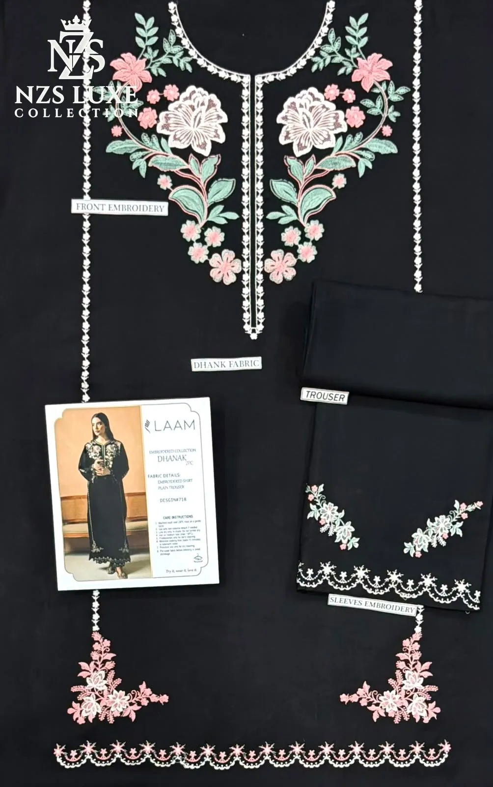 Pure Dhanak Embroidered 2-Piece unStitched Suit - image 2