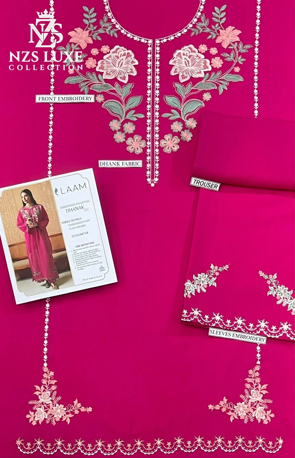 Pure Dhanak Embroidered 2-Piece unStitched Suit - image 5