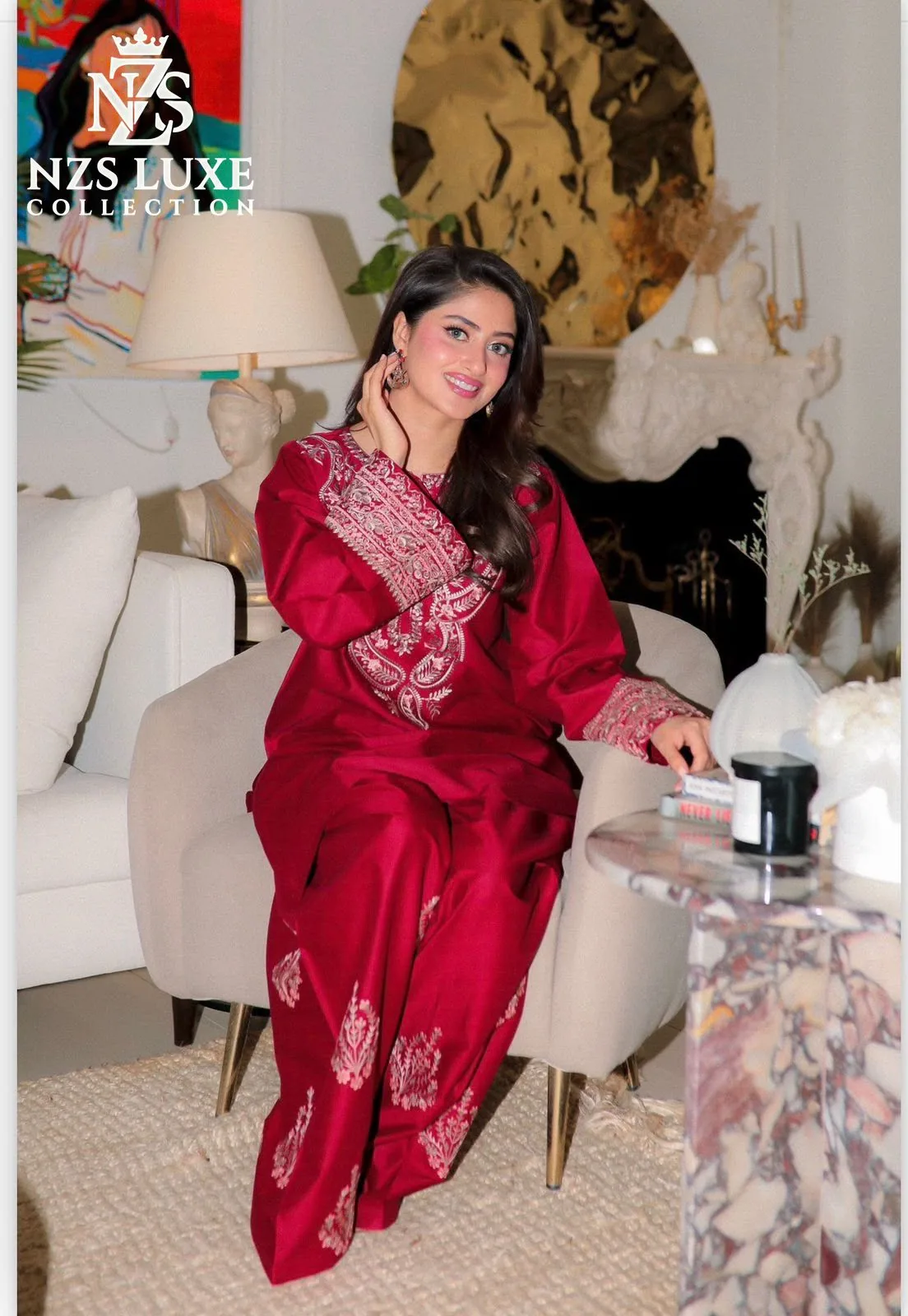 Embroidered Dhanak 3-Piece unStitched Suit in Winter Shades - image 2