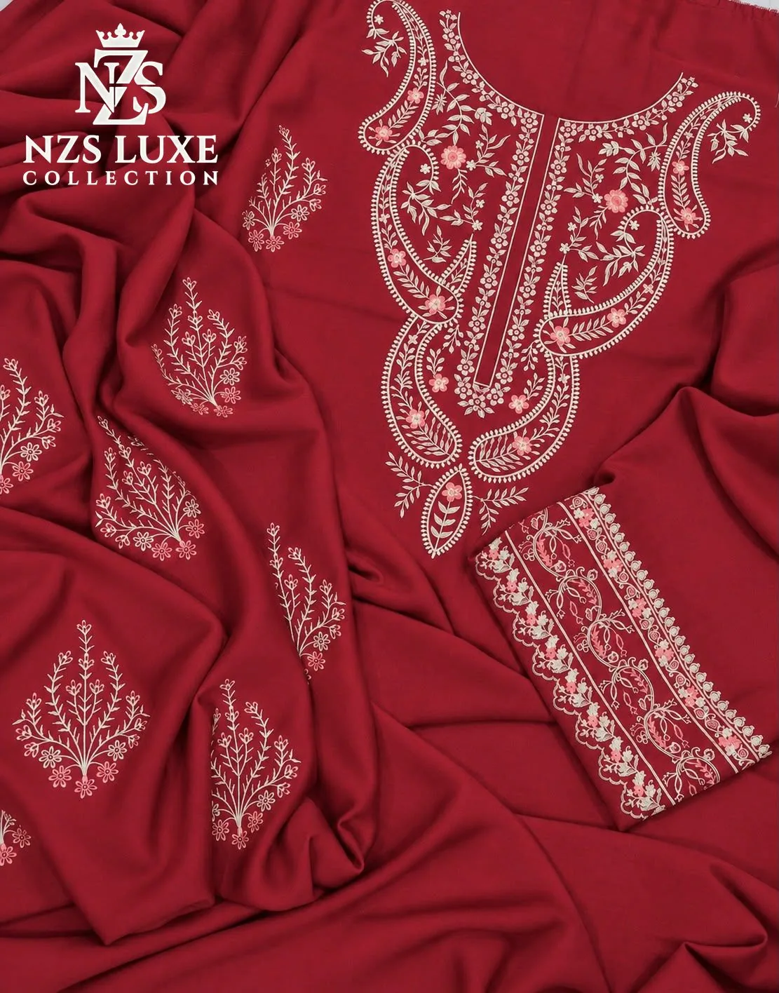 Embroidered Dhanak 3-Piece unStitched Suit in Winter Shades - image 3