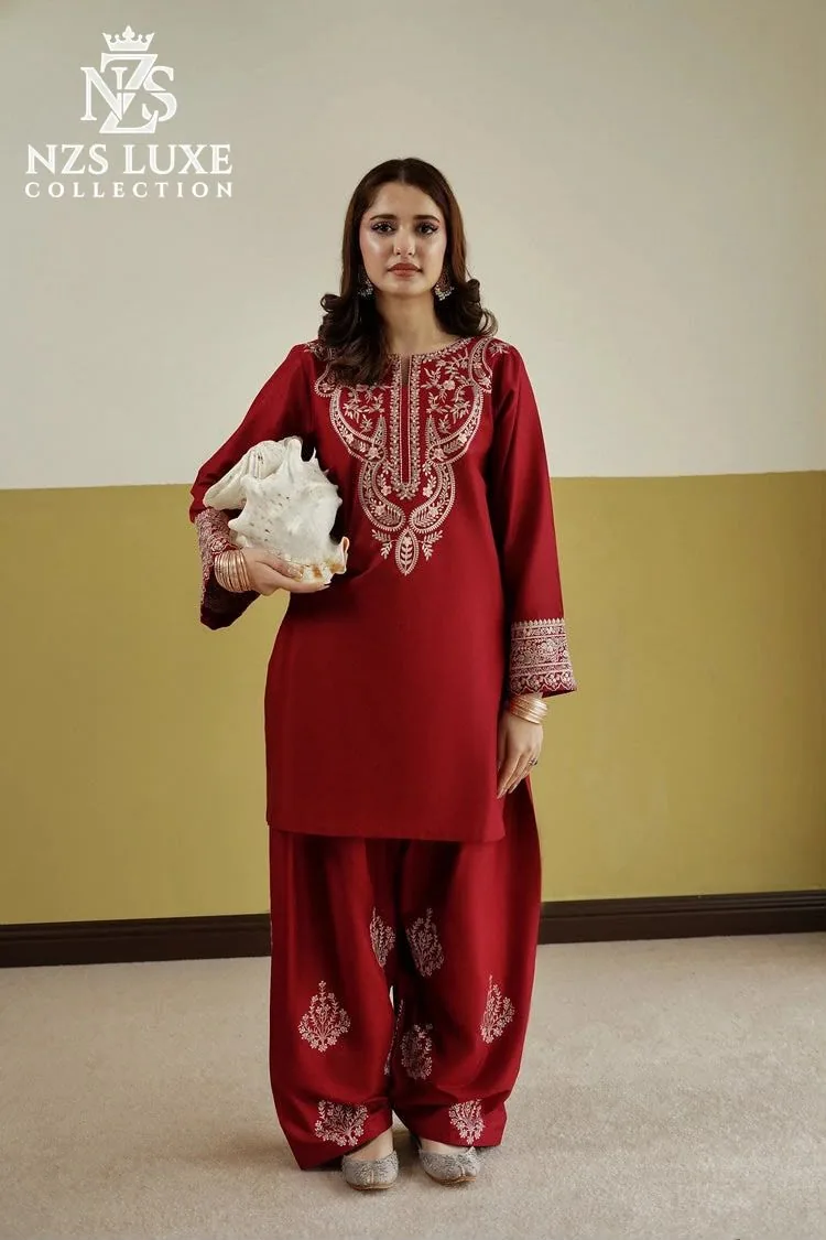 Embroidered Dhanak 3-Piece unStitched Suit in Winter Shades - image 4