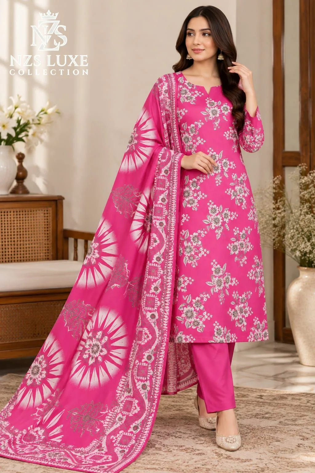 Lakhany Dhanak Printed 3-Piece unStitched Suit - image 1