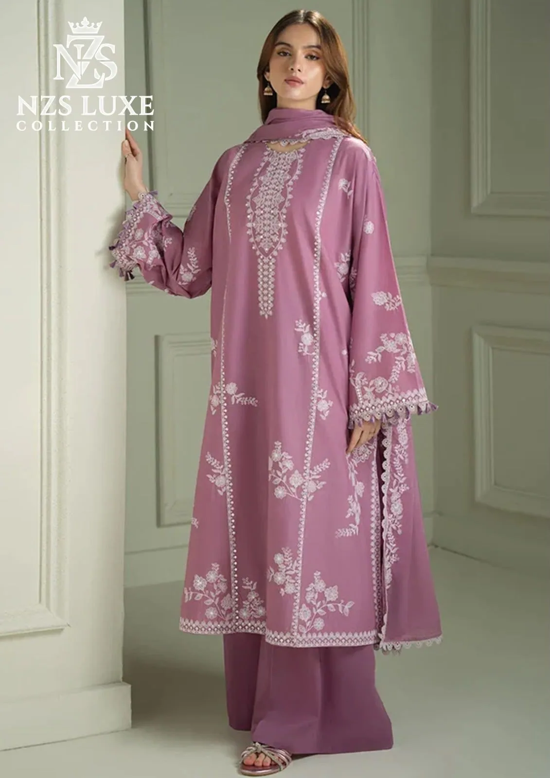 Premium Airjet Dhanak Embroidered 3-Piece unStitched Suit - image 1