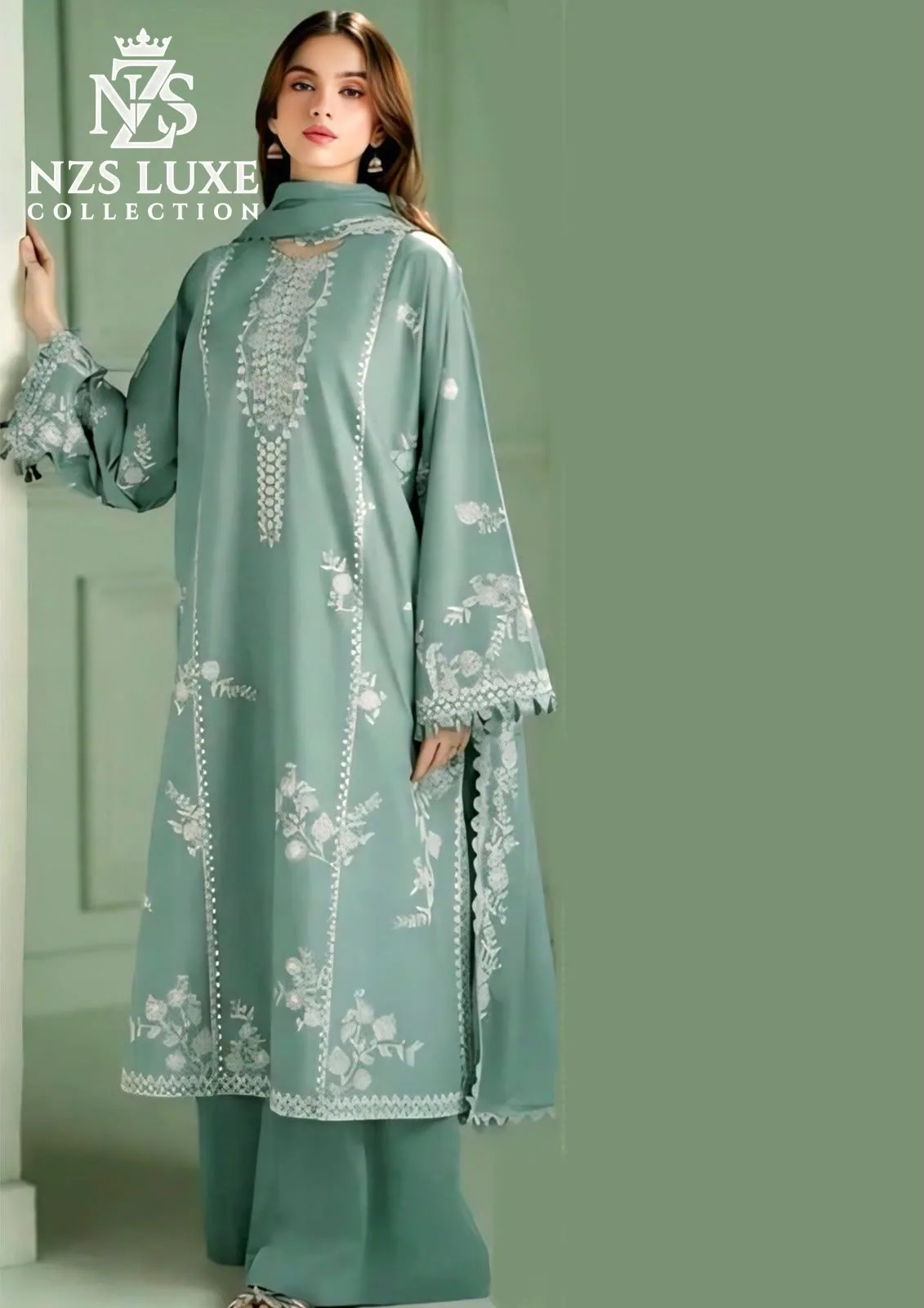 Premium Airjet Dhanak Embroidered 3-Piece unStitched Suit - image 3