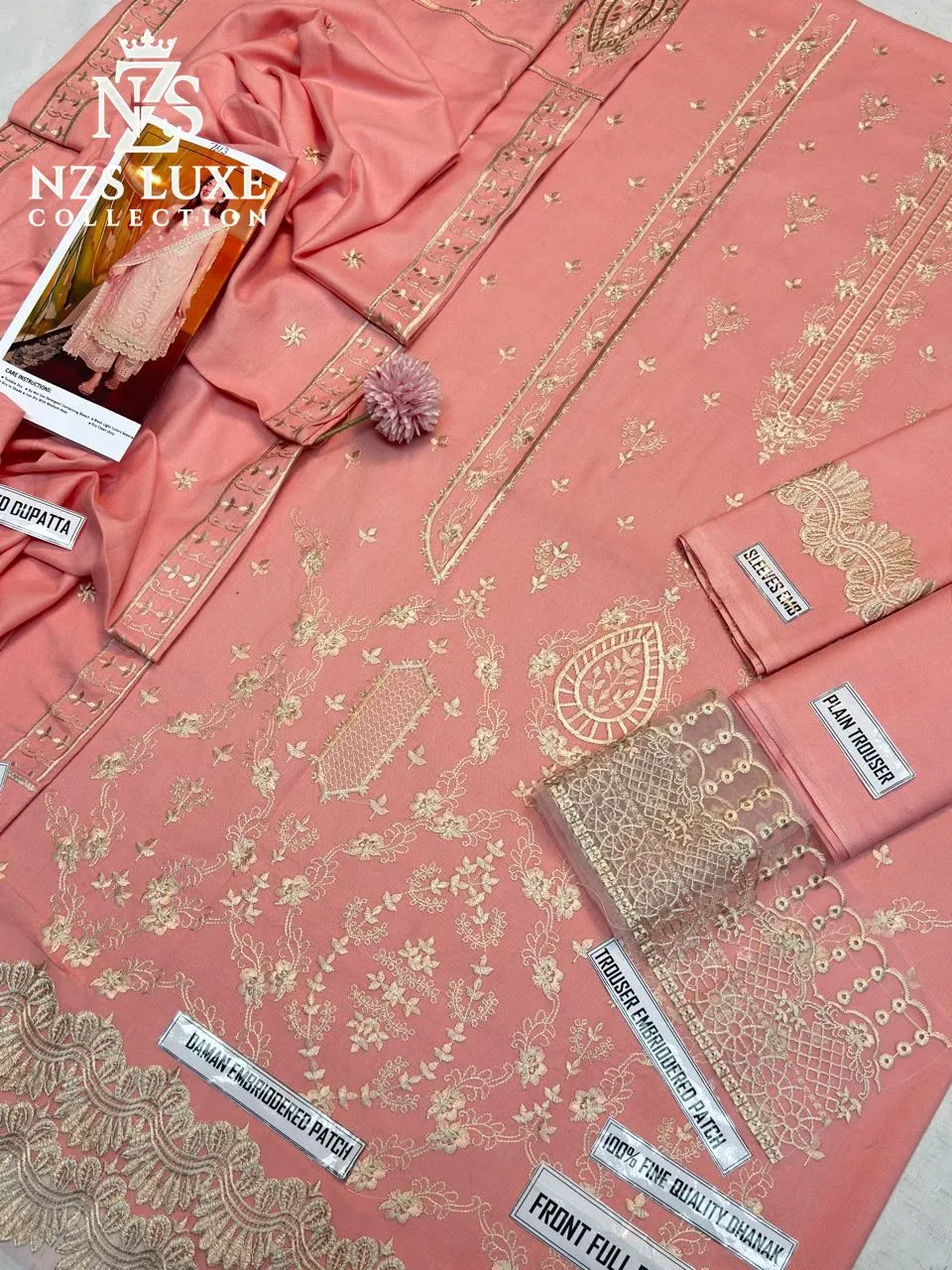 Qalamkar 7613 Dhanak Embroidered 3-Piece unStitched Suit - image 5