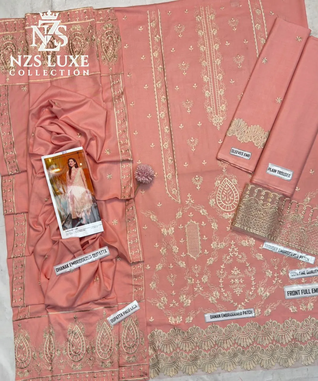 Qalamkar 7613 Dhanak Embroidered 3-Piece unStitched Suit - image 6