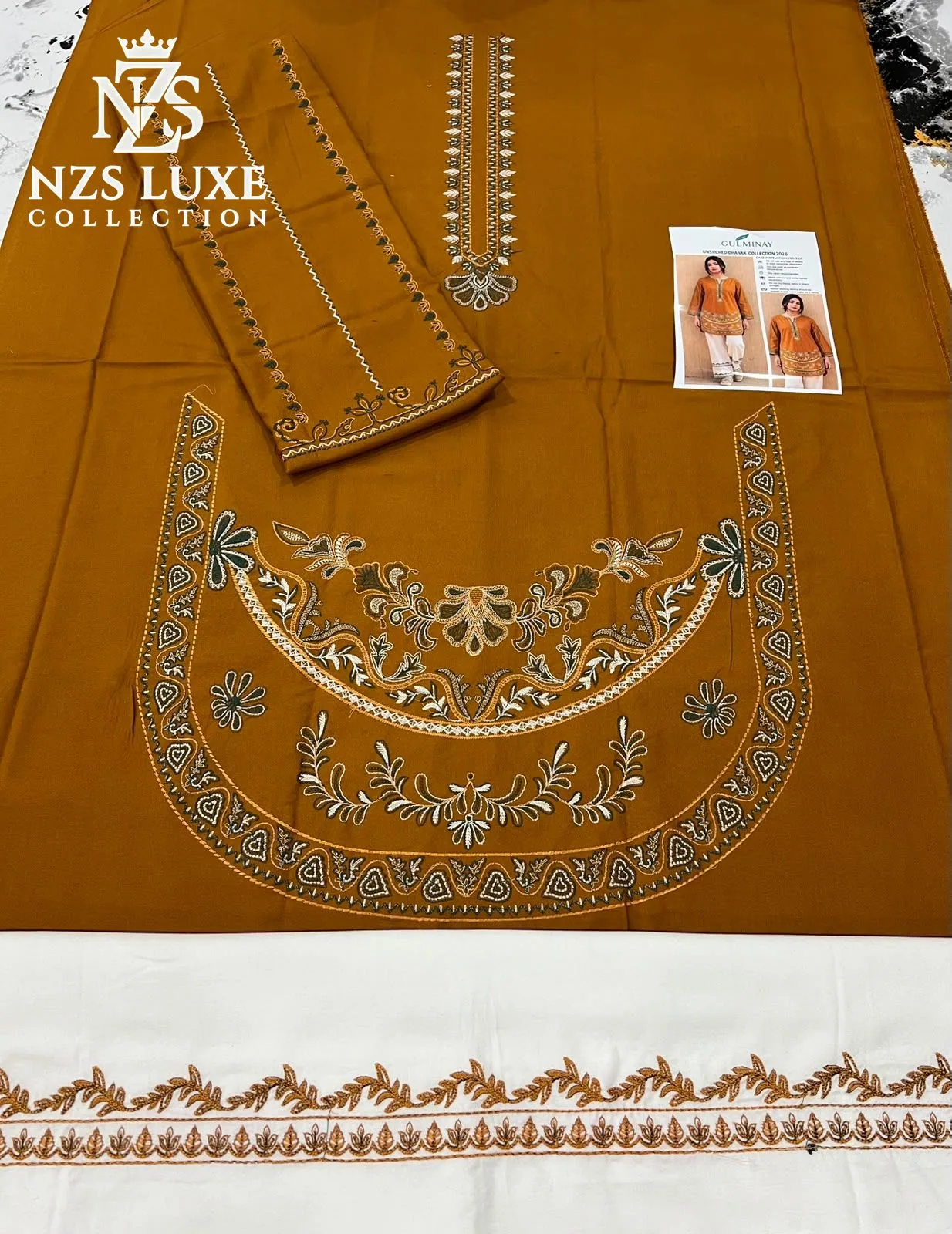 Dhanak Embroidered 2pc Front Sleeves unStitched Suit - image 2