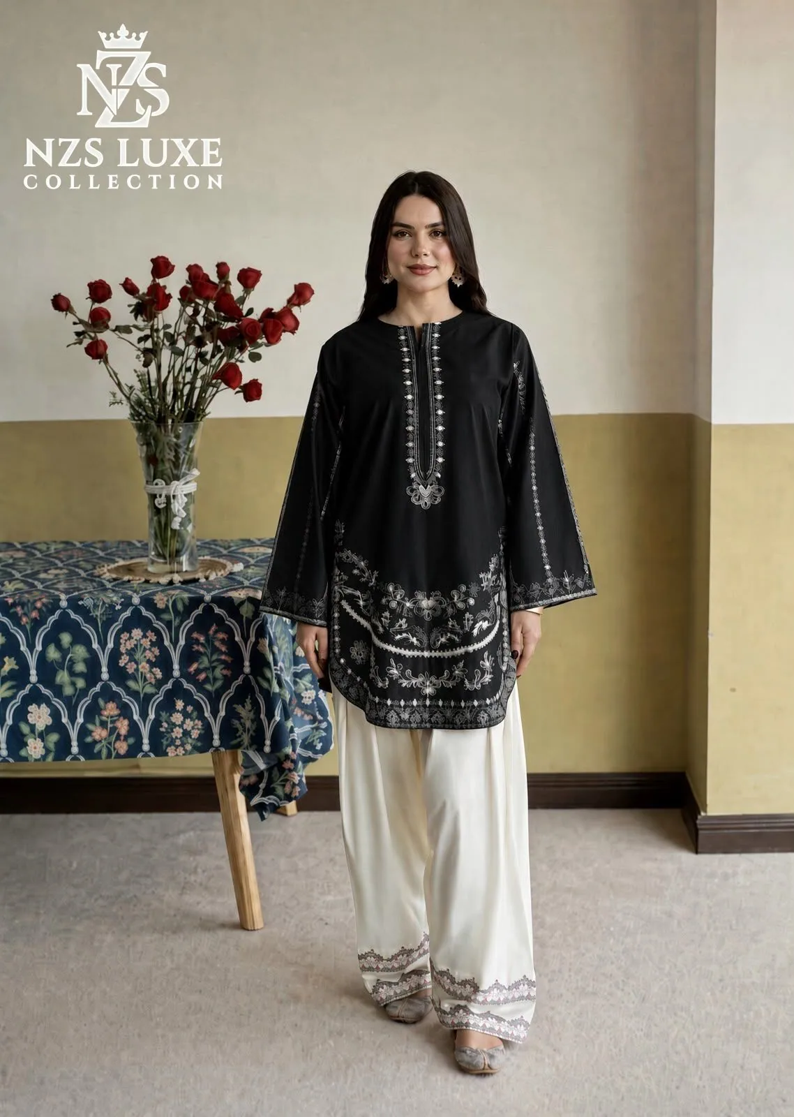 Dhanak Embroidered 2pc Front Sleeves unStitched Suit - image 3
