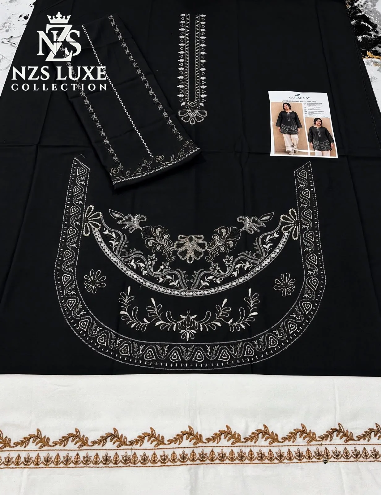 Dhanak Embroidered 2pc Front Sleeves unStitched Suit - image 4