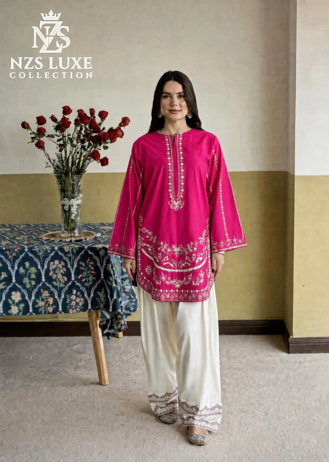 Dhanak Embroidered 2pc Front Sleeves unStitched Suit - image 5