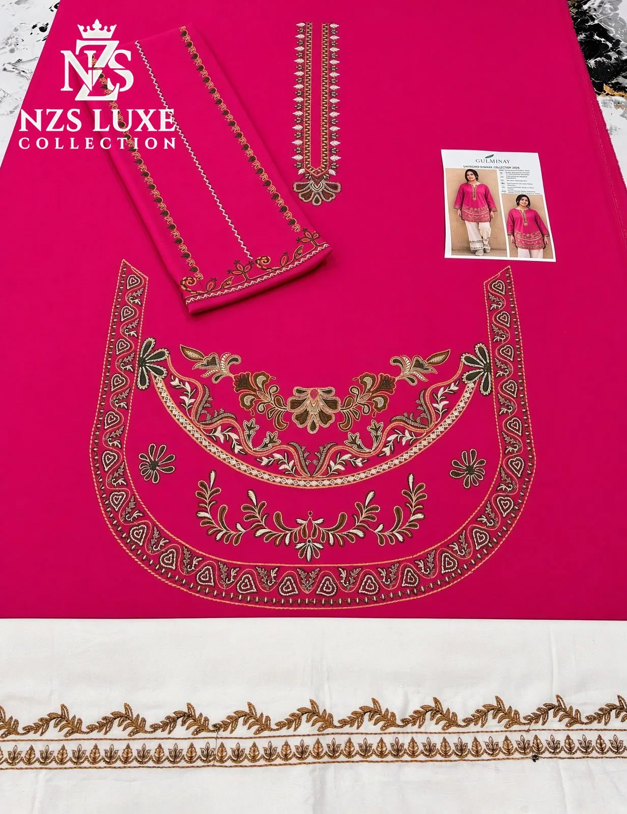 Dhanak Embroidered 2pc Front Sleeves unStitched Suit - image 6