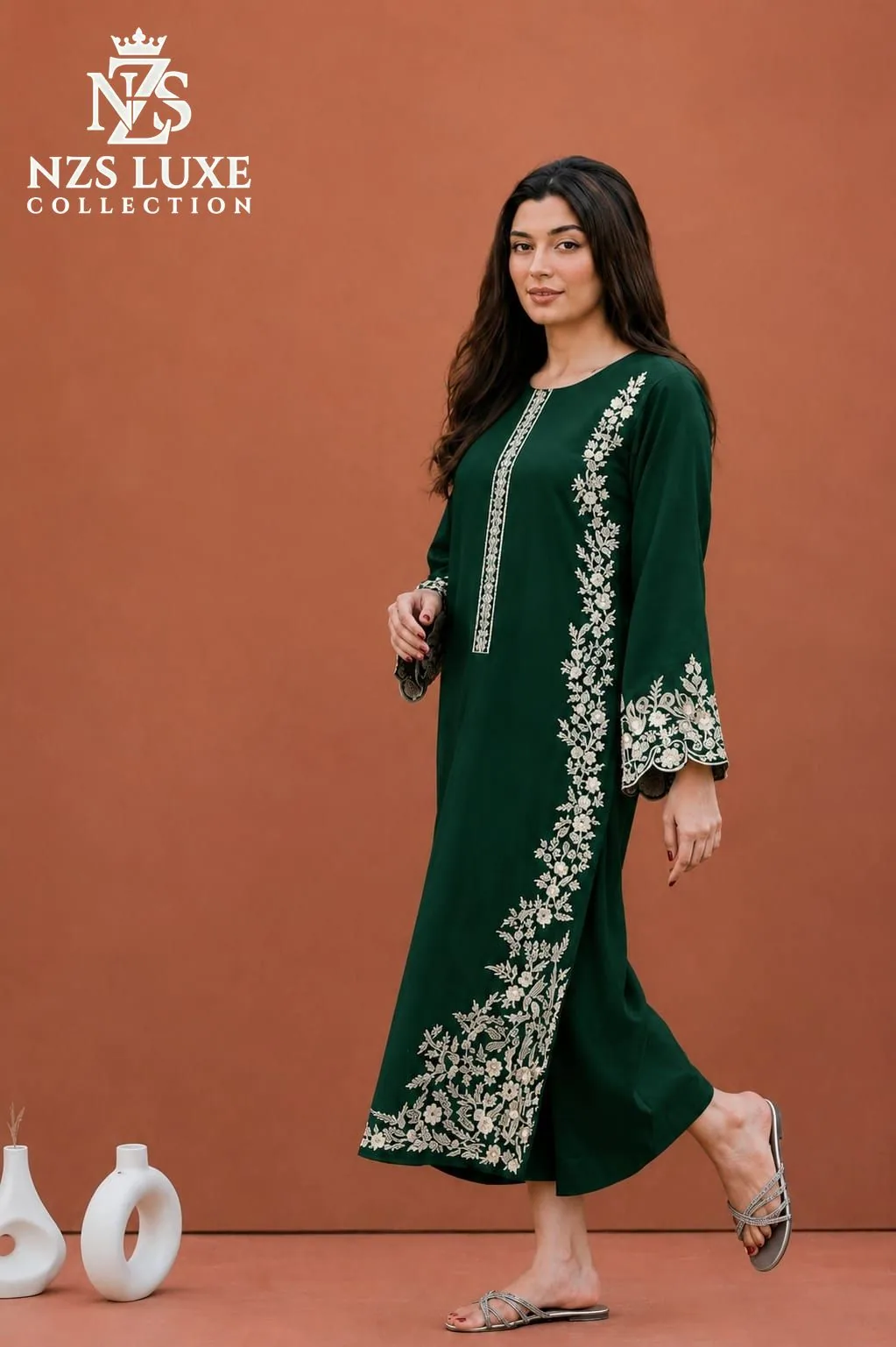 Dhanak Embroidered Front & Sleeves 2-Piece unStitched Suit - image 1