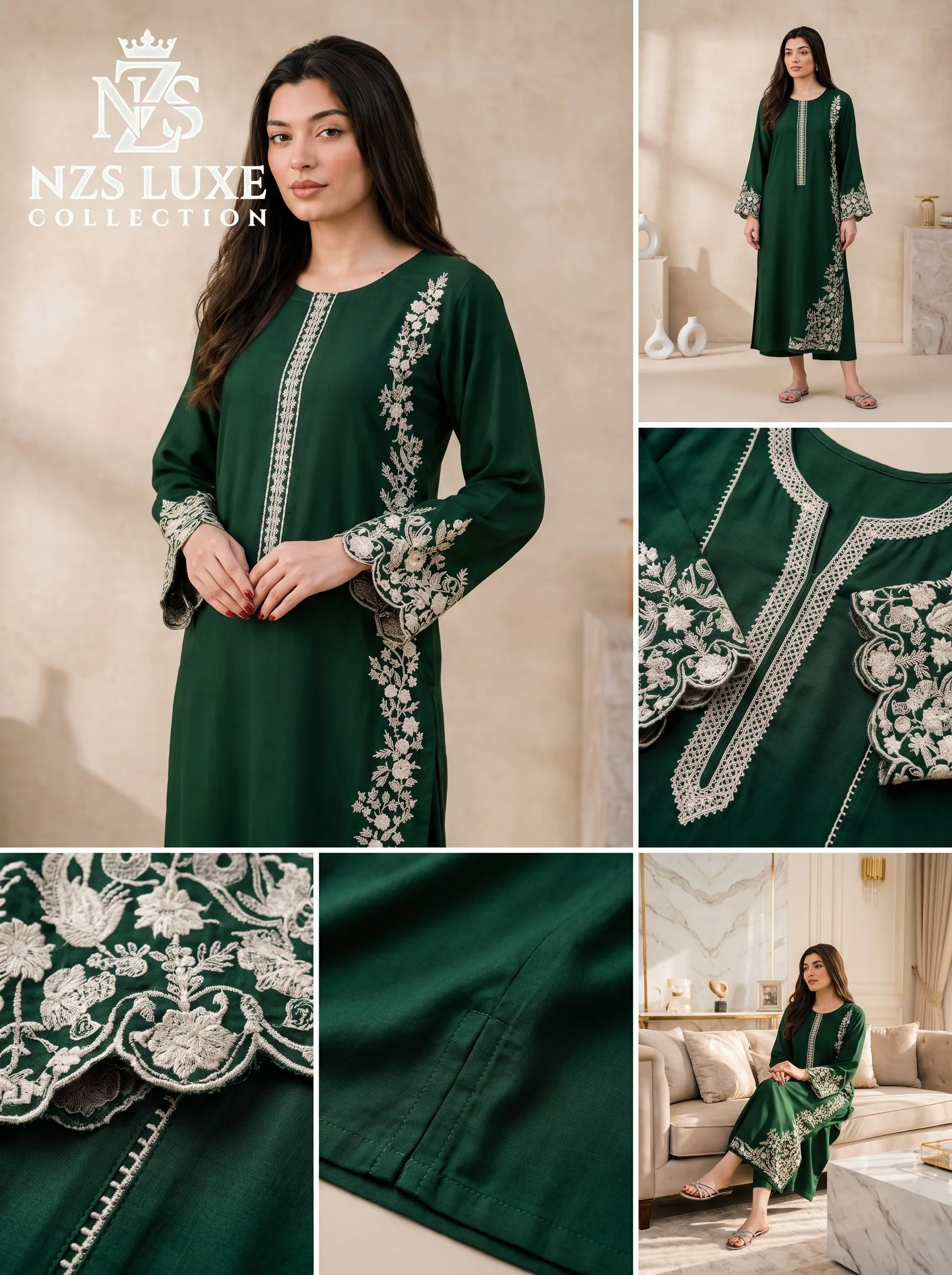 Dhanak Embroidered Front & Sleeves 2-Piece unStitched Suit - image 2